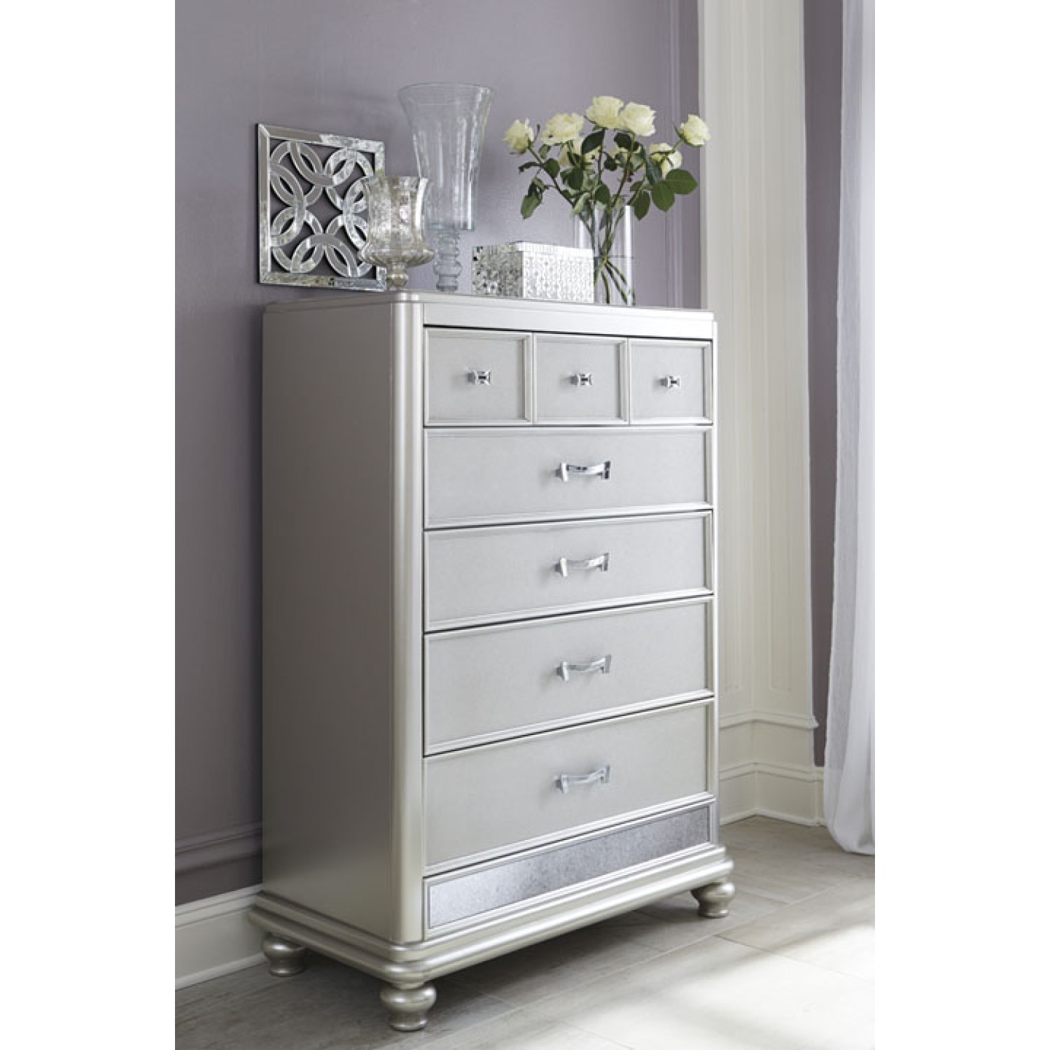 КОМОД CORALAYNE B650-46 SILVER ВЫСОКИЙ