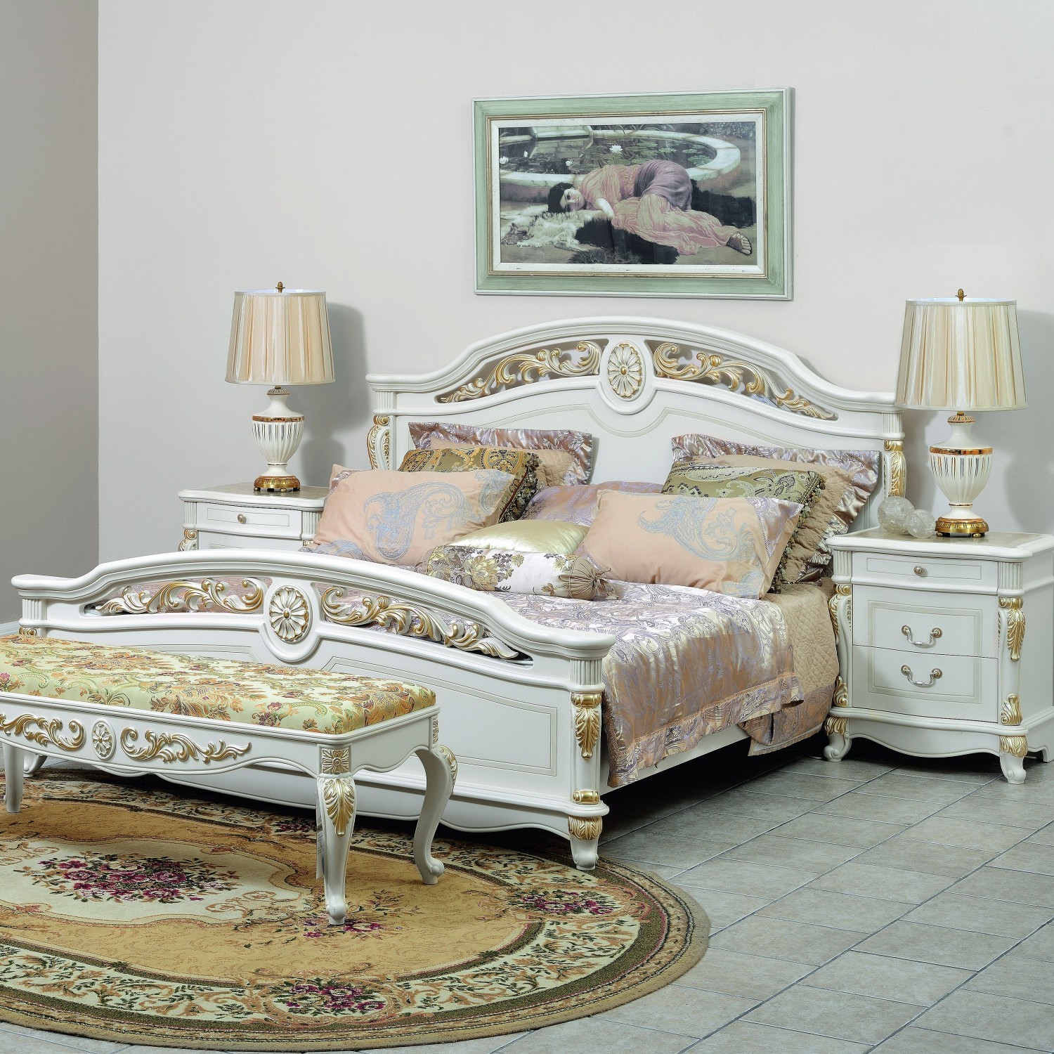 КРОВАТЬ 160х200 АФИНА (AFINA) БЕЛ С ЗОЛОТОМ