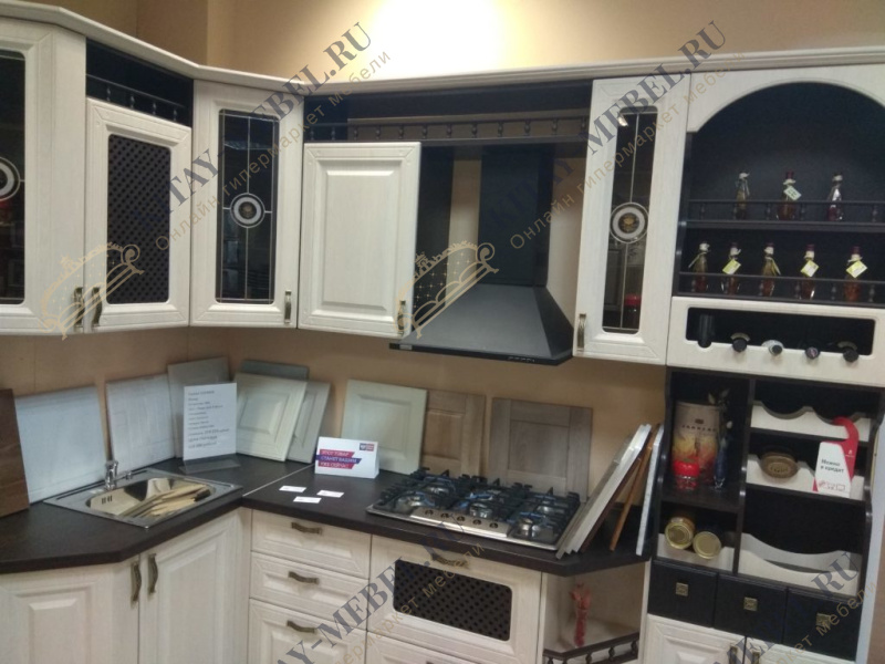 Кухня София, угловая, 260х150 см, МДФ, стекло