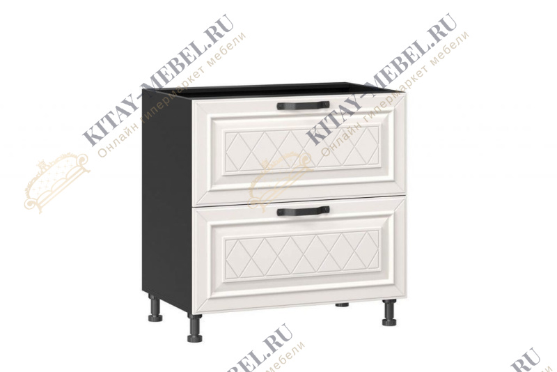 Тумба кухонная 800 с 2 ящиками (4) Марина (Чёрный/Алебастр) 273.150.000.417