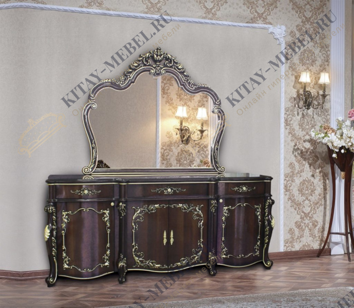 Комод широкий с зеркалом Венеция (орех)
