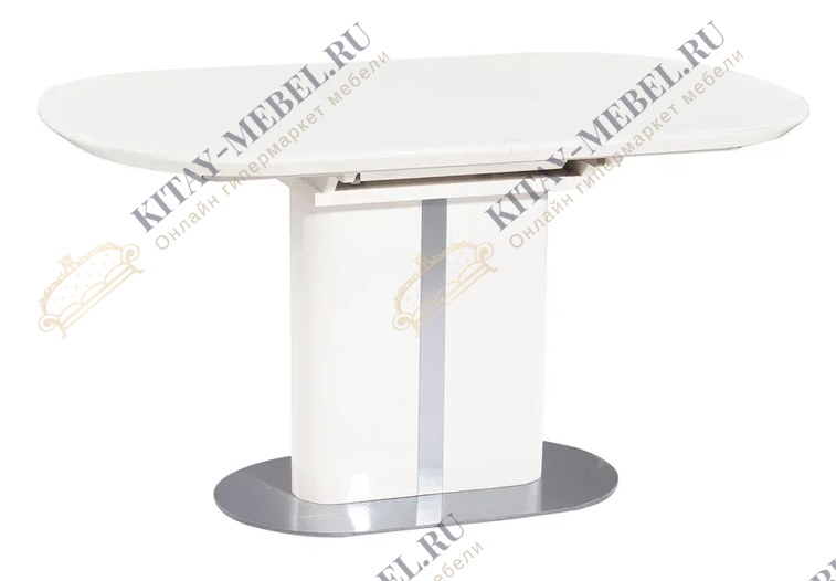 Лаковый стол обеденный трансформер Discovery 120-160 (экстра белое сатин стекло)