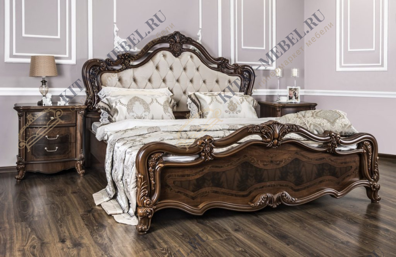 Кровать двуспальная 180×200 Илона с мягким изголовьем, караваджо, капитоне