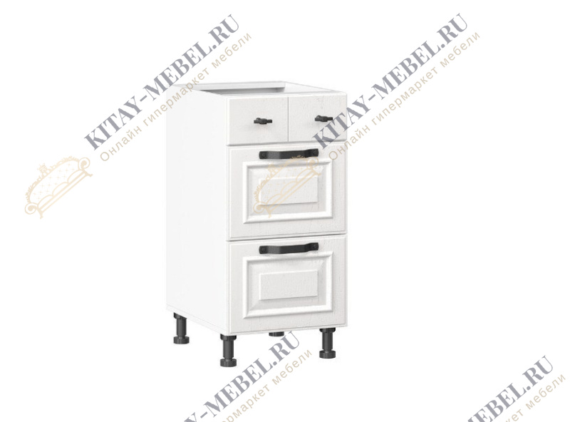 Тумба кухонная 400 с 3-мя ящиками ЛЮКС (5) Марина 273.180.000.020 (Белый/Дуб фактурный белый)