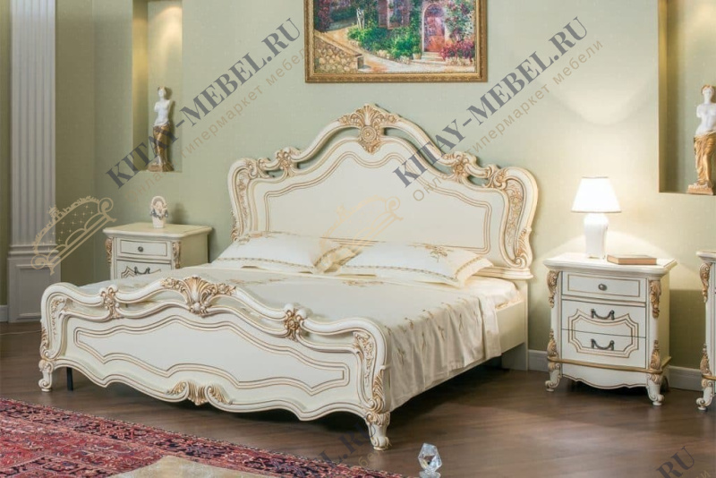 Кровать двуспальная 180х200см Мона-Лиза (крем), МДФ, ППУ