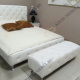 Кровать двуспальная Dupen 621 Nelly 160х200, белая, с основанием, МДФ, кожа, каретная стяжка