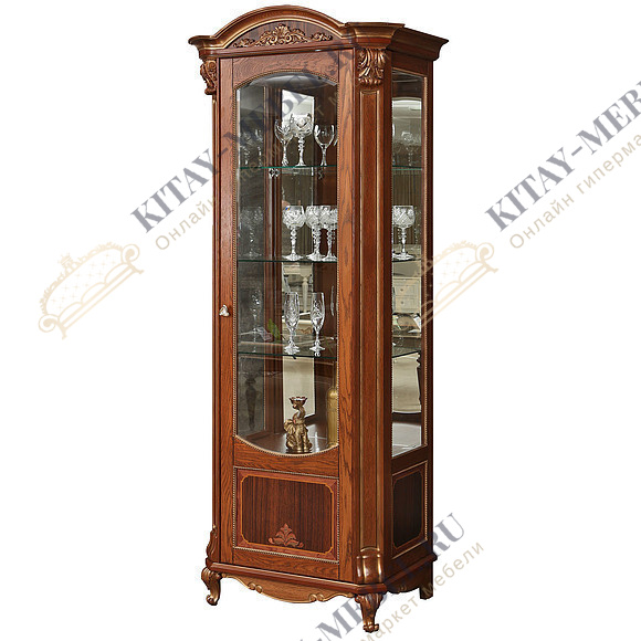 Шкаф с витриной «Альба 8» П485.08 (Р-46 с золочением)