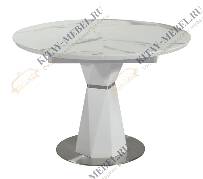 Стол обеденный DIAMOND (110-140х110х76) мрамор стекло