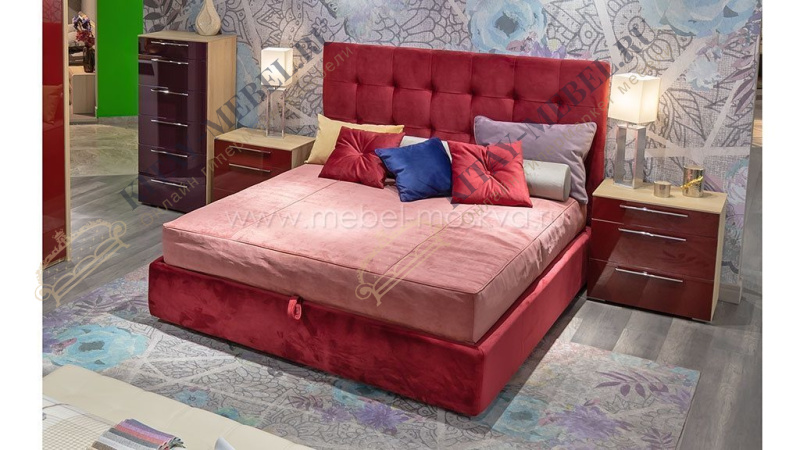 Мягкая двуспальная кровать Paola 160х200  800.3016 / Bella 04, велюр, капитоне, бельевой ящик