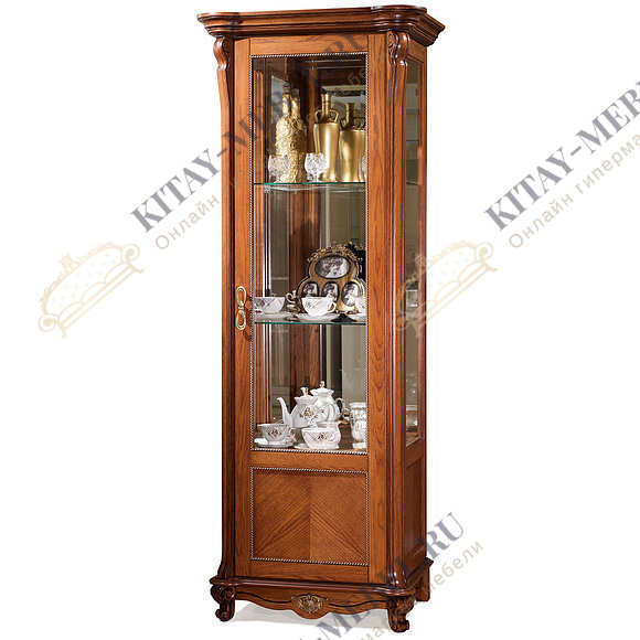 Шкаф с витриной «Алези 8» П350.08 (античная бронза)