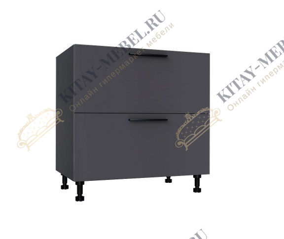 Тумба кухонная 800 с 2-мя ящиками (4) Герда 279.150.000.076 (Чёрный/Антрацит глянец)
