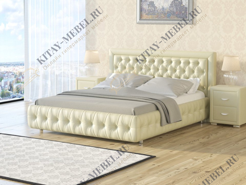 Кровать Como 6 — 180х200 см (Экокожа Кремовый)