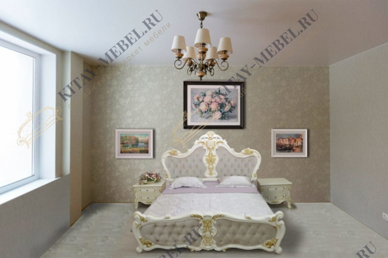 Кровать 2-спальная мягкая Севилия 160*200 см, МДФ, ЛДСП, ППУ, каретная стяжка
