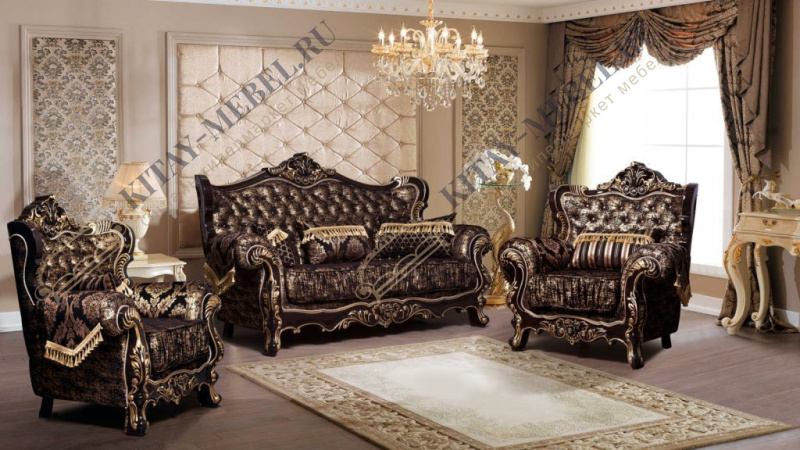 Мягкая мебель Валенсия 1 (венге/черное золото, ткань Турция)