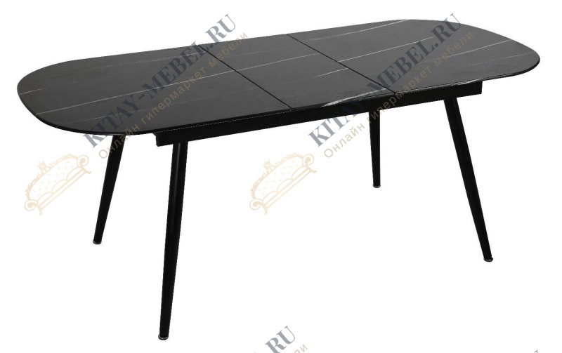 Стол Marble овальный раздвижной 160/200 х 90х 78см, чёрный мрамор