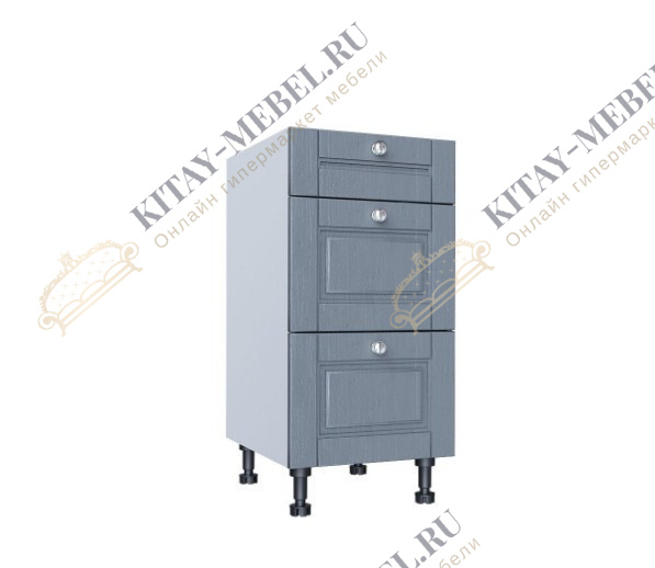 Тумба кухонная 400 с 3 ящиками ЛЮКС (5) Мокка 274.180.000.319 (Белый/Дуб фактурный антрацит)