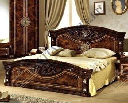 Кровать двуспалка недорогая Рома (тёмный орех), 160/200, МДФ, ППУ