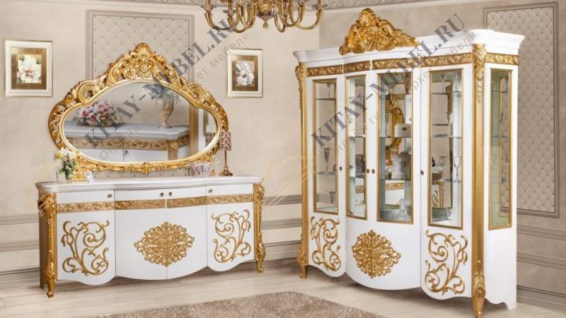 Мебель для гостиной Маркиза (сервант, комод, зеркало)