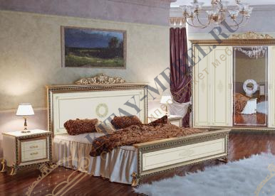 Кровать без короны Версаль 180х200 (шелкография, слоновая кость)