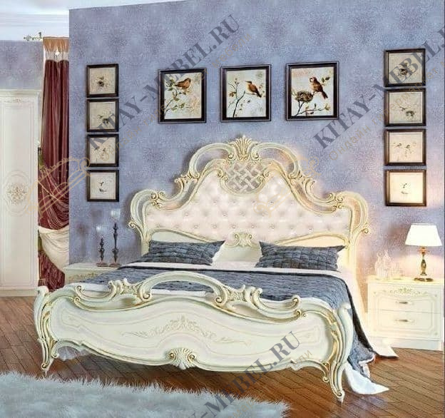 Кровать двуспальная Грация, 160х200, мягкое изголовье, орех, стяжка, МДФ