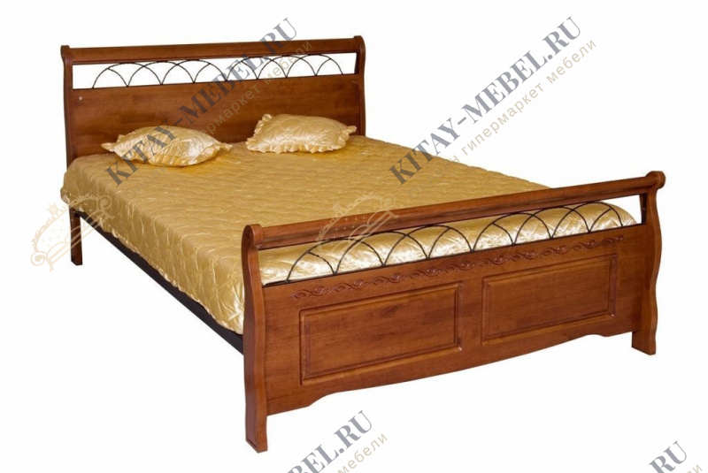 Кровать двуспальная Агата 836-SN-KD MK-2104-RO, 180х200 см, ЛДСП, массив, темная вишня,