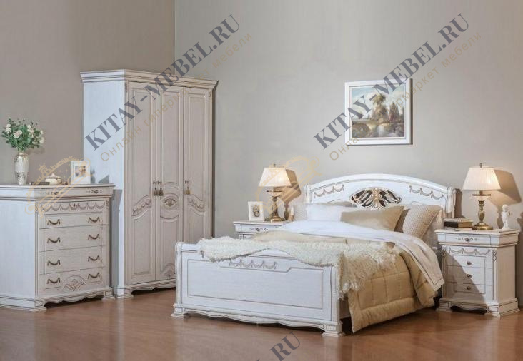 Кровать 160х200 без изножья Лаура (белая/золото)