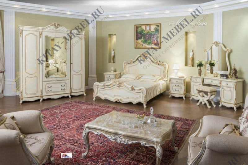 Спальня Мона-Лиза с 4-дверным шкафом (крем) — кровать 160х200см
