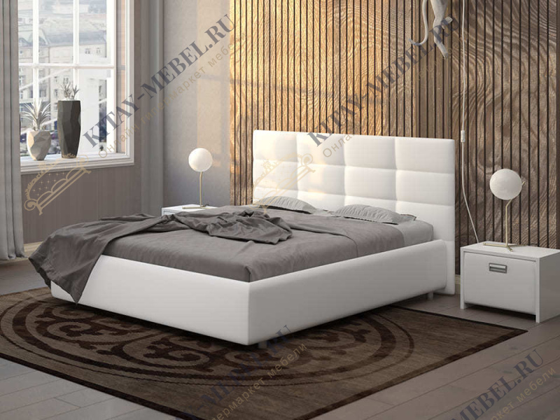 Кровать Como 8 — 180х190 см Экокожа (Белый)