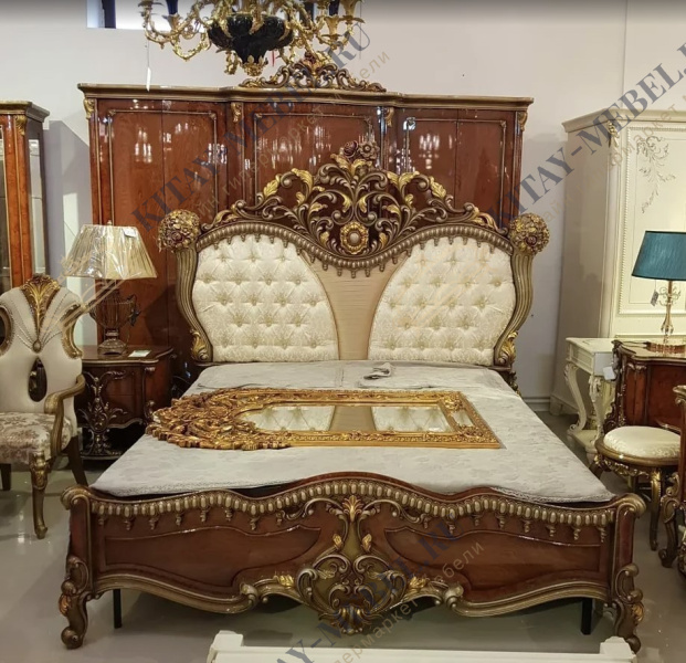 Кровать двуспальная 180×200 Багира, МДФ, мягкая спинка, каретная стяжка