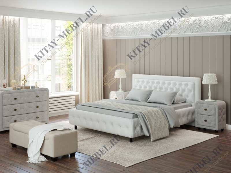 Кровать ComoVeda 6 — 160х200 см Экокожа (Белый)