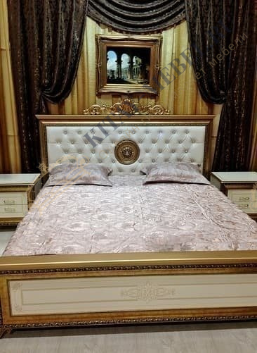 Кровать двуспальная без короны Версаль 180х200 (мягкое изголовье, слоновая кость)