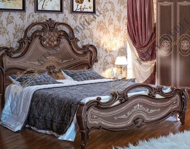 Кровать двуспальная Грация, 180 на 200, шелкография, цвет орех, МДФ, ППУ