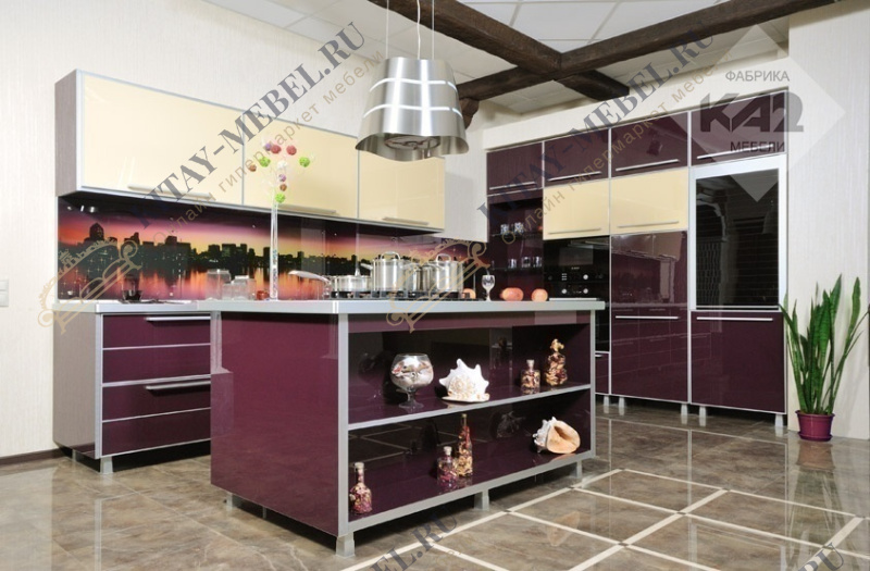 Акрил (фиолетовый) (330х130 см) кухня