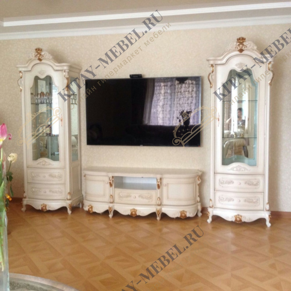 ВИТРИНА 1ДВ (2 ШТ.), ТУМБА ПОД ТВ РУССАНО СЛОНОВАЯ КОСТЬ