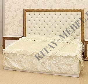 Кровать двуспальная Леонардо, 180х200, крем, мягкая высокая спинка, капитоне