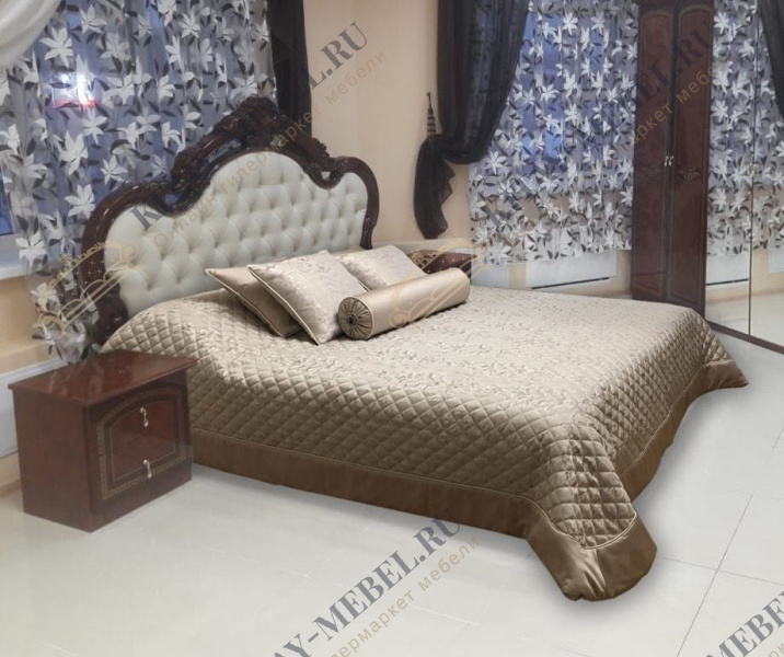 Кровать двуспальная 180×200 Ирина (орех, мягкое изголовье)