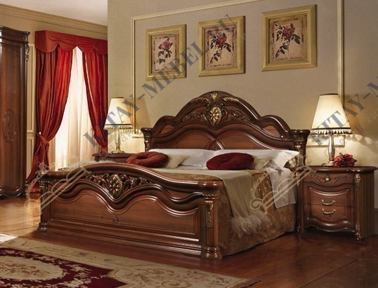 Кровать двуспальная 180х200 Джоконда (орех), ЛДСП, МДФ, ППУ