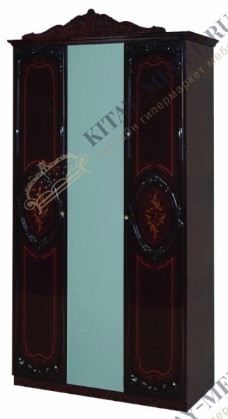 Шкаф 3-дверный с зеркалами Роза (могано)