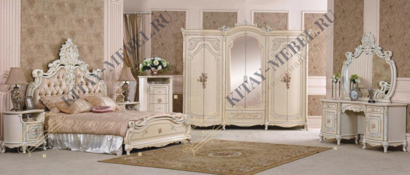 Кровать двуспальная Королева 180/200 см, МДФ, слоновая кость