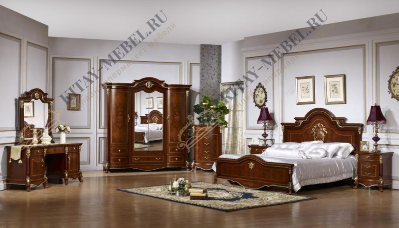 Кровать двуспальная Тифани 180×200 , МДФ, тёмный орех