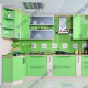 Гарнитур кухонный, угловой, пластик (салатовый), ширина 3400х1400 мм, карниз