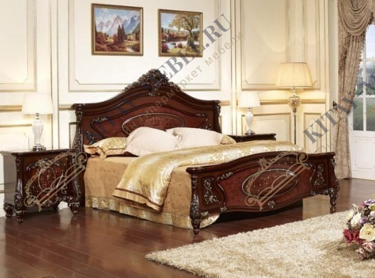 Кровать двуспальная 180×200 см — Ле Роз (орех), МДФ, ППУ