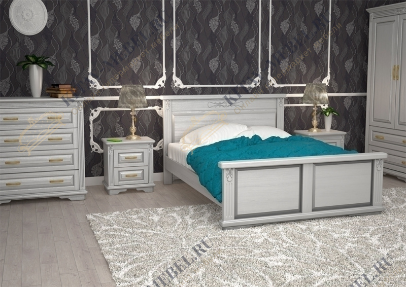Кровать 200х200 двуспальная Палермо, ясень, массив дерева