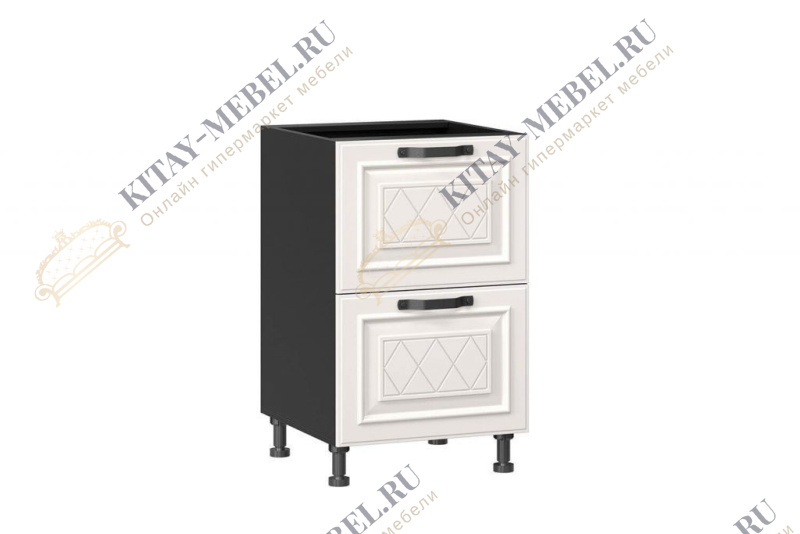 Тумба кухонная 500 с 2 ящиками (4) Марина (Чёрный/Алебастр) 273.120.000.414