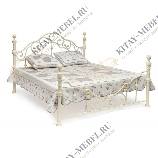 Кровать металлическая двуспальная 9603 Каролина, 160х200 см, античный белый, MK-2205-AW