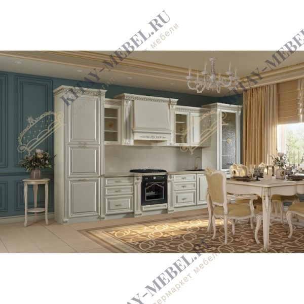 Гарнитур кухонный Берта, прямой, размер 4,2 м, МДФ фасады, ЛДСП, стекло