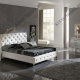 Кровать двуспальная Dupen 621 Nelly 180×200 белая с основанием, кожа, мягкое изголовье, капитоне