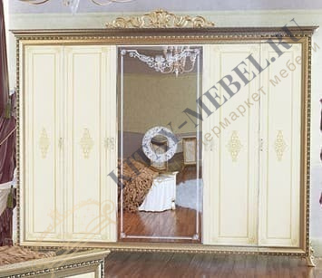 Шкаф 6-ти дверный без короны Версаль (слоновая кость)