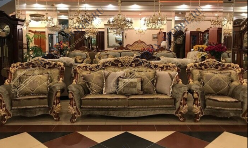 Мягкая мебель Азнаги 998 орех (трехместный диван и 2 кресла) Купитьнедорого в интернет-магазине!