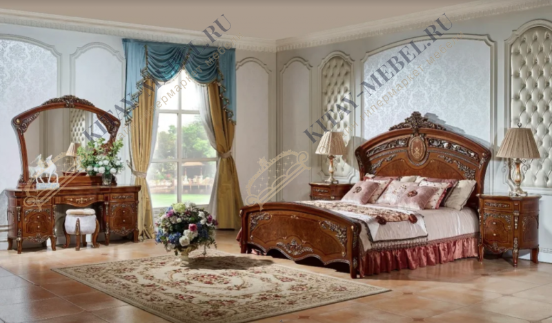 Кровать двуспальная 180х200 Реггенза (орех/золото)